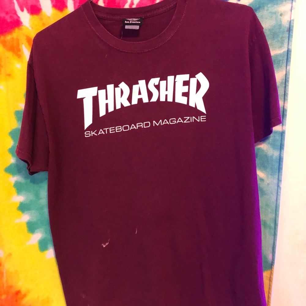 Maroon thrasher short sleeve shirt